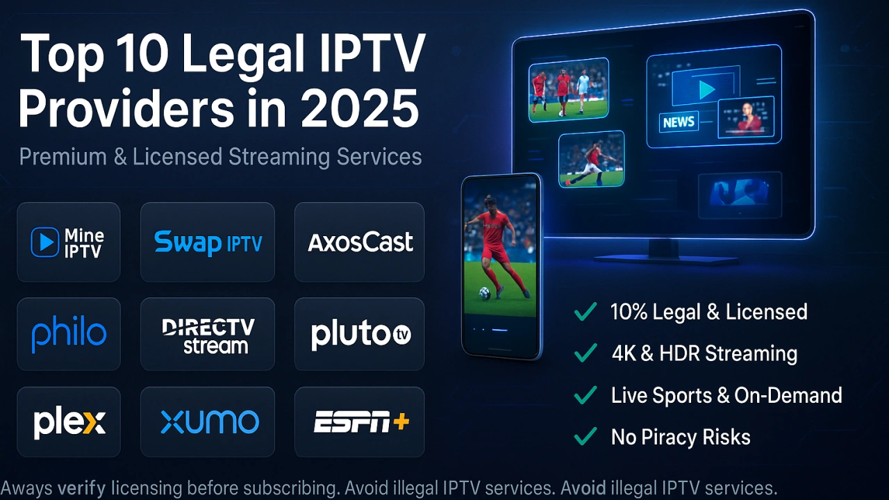Top 10 legal IPTV providers in 2025 offering premium licensed streaming with 4K, live sports, and no piracy risks.